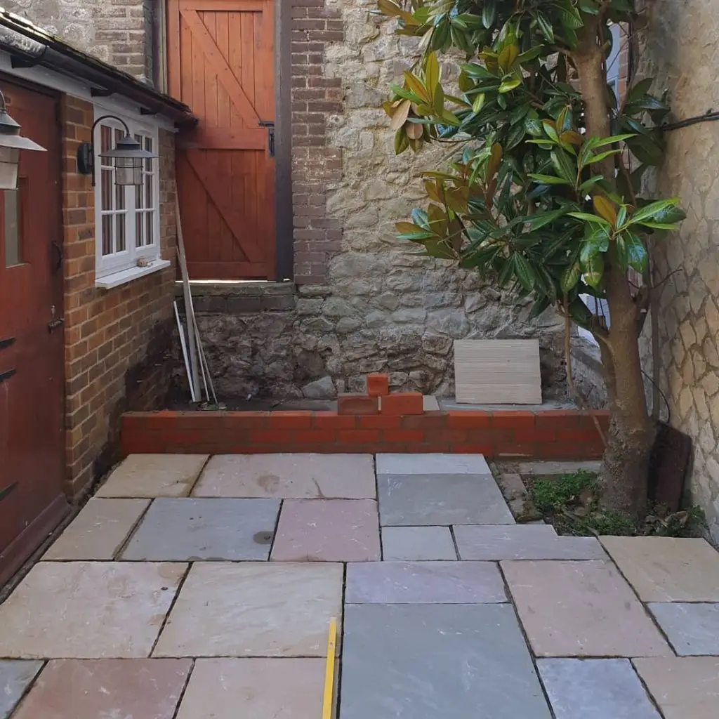 a brick wall and a door