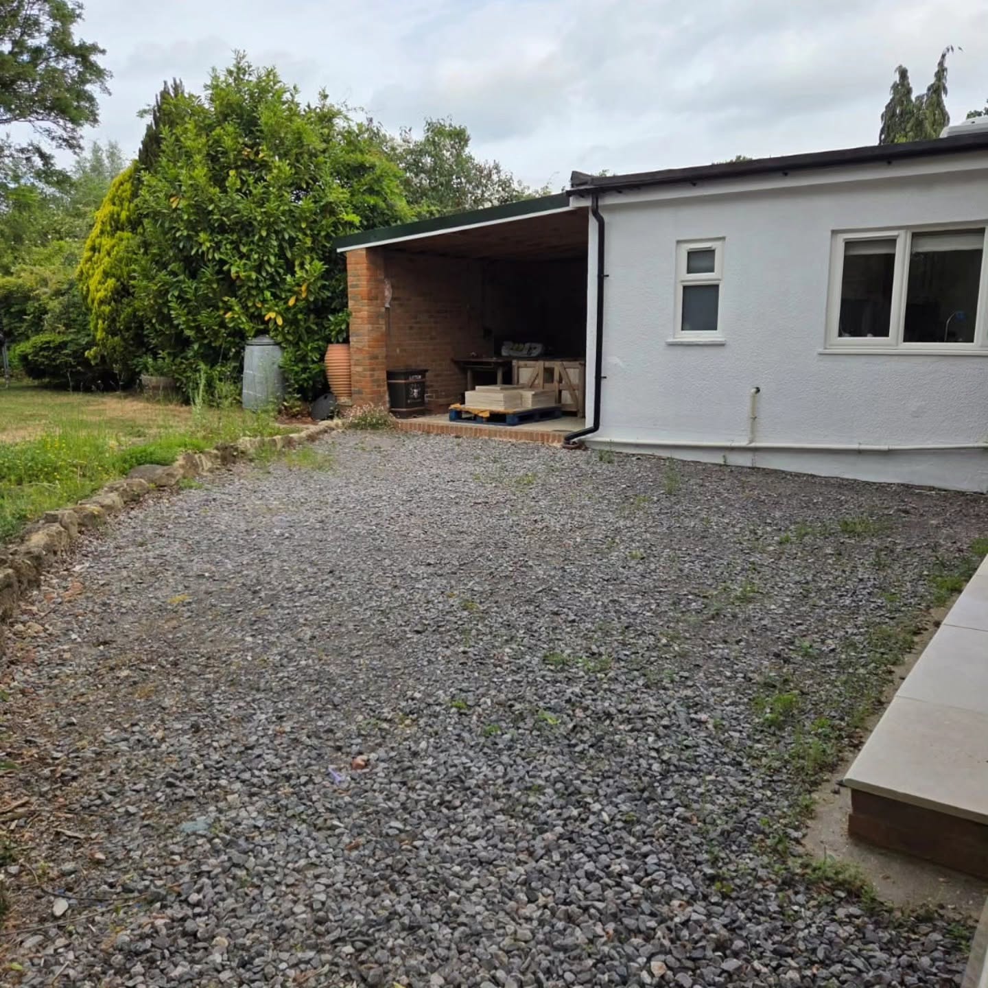 Dijon limestone patio beforehand