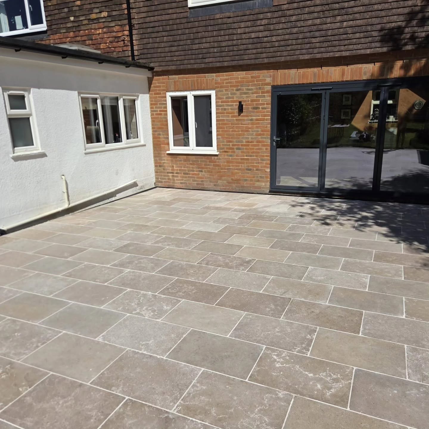 Dijon limestone patio installation completed