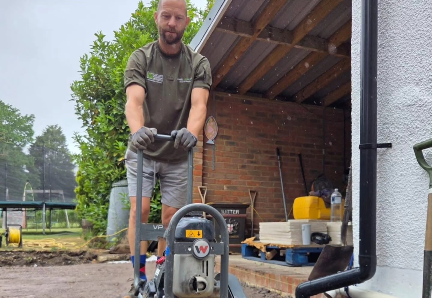 Ground preparation for dijon limestone patio